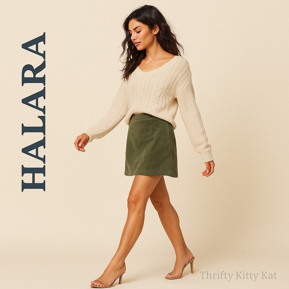Halara High Waisted 2 in 1 Corduroy A Line Mini Skort Icy Bamboo Green‎ XS NWT